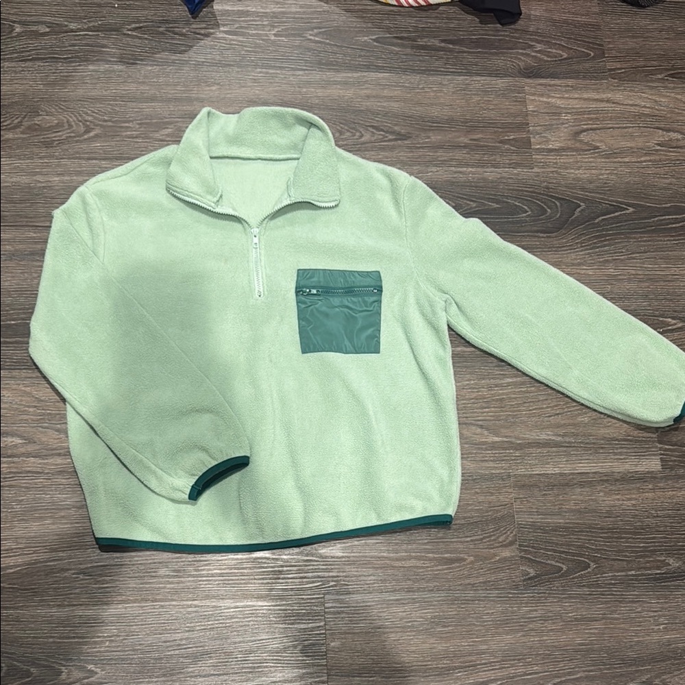 Mint Green Fleece Pullover with Pocket